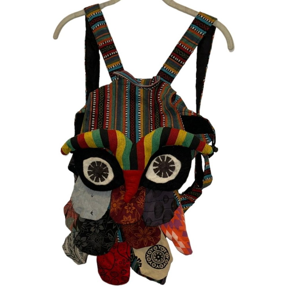 African Patchwork OWL cotton back pack TRAVEL